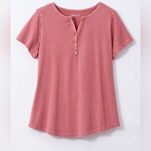 New with tags! Coldwater Creek Vintage Wash Henley in Dusty Rose